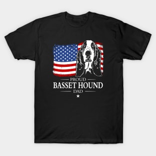 Proud Basset Hound Dad American Flag patriotic dog T-Shirt